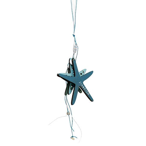 Houten hanger zeester blauw 36cm 4st Houten hanger zeester blauw 36cm 4st