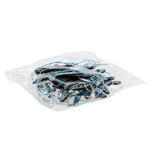 Houten hanger zeester blauw 36cm 4st