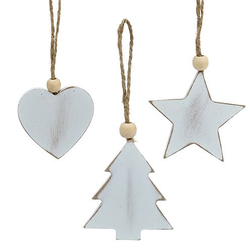 Floristik24 Houten hangers assorti. Wit 5-6cm 6 stuks