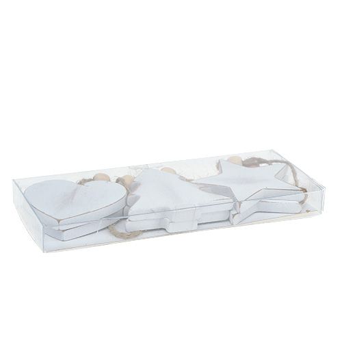 Artikel Houten hangers assorti. Wit 5-6cm 6 stuks