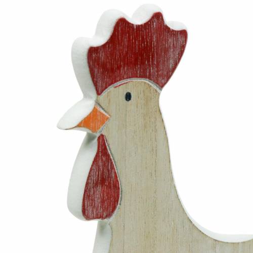 Floristik24 Houten haan met mand, paasdecoratie, houten figuur om op te planten, lentedecoratie, decoratieve kip