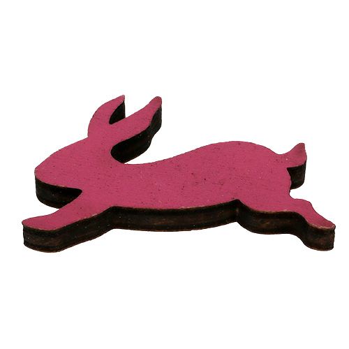 Houten konijn geassorteerde kleuren als scatter decoratie 5cm 24st