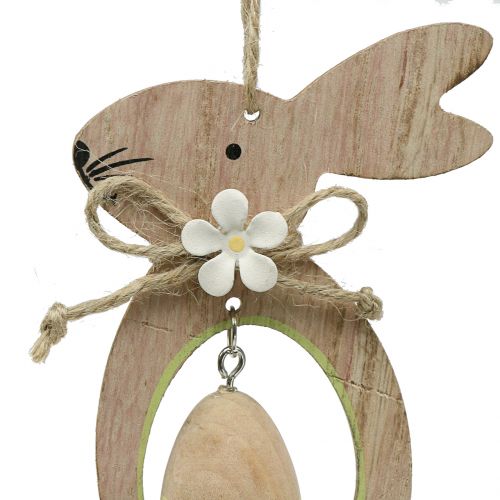Artikel Decoratieve hanger houten konijn met ei 4st