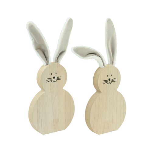Artikel Houten konijntje met beweegbare oren bruin wit 11,5×27cm 2 st