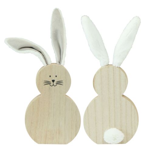 Artikel Houten konijntje met beweegbare oren bruin wit 11,5×27cm 2 st
