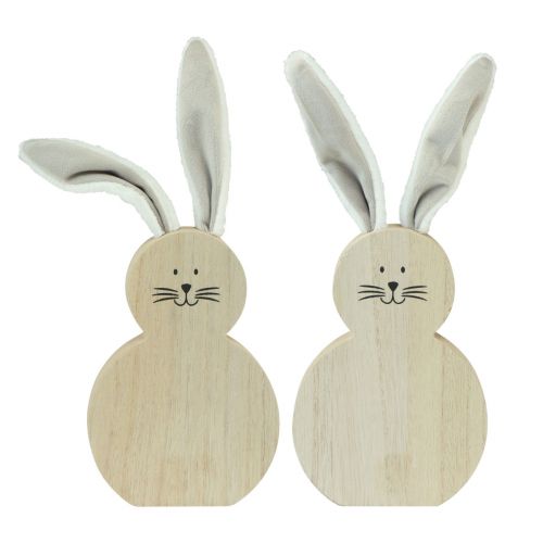 Artikel Houten konijntje met beweegbare oren bruin wit 11,5×27cm 2 st