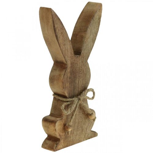 Artikel Houten konijntje zittend, mangohout, paasdecoratie natuurlijke kleuren H18.5cm