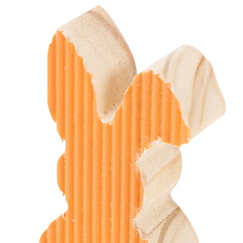 Artikel Houten paashaasjes, geel en oranje, 4x8 cm, 6 stuks