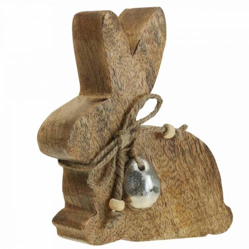 Houten konijn decoratie tafeldecoratie Pasen mangohout 13×4×15cm