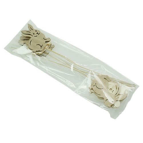 Floristik24 Houten konijntjes met draad naturel. 6cmx8cm L31cm 18 stuks