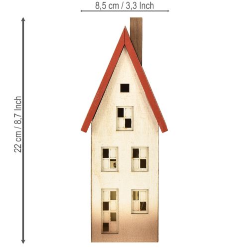Artikel Houten huisdecoratie lichthuisje natuurlijk rood voor batterij 8,5×6,5×22cm