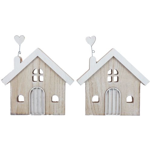 Artikel Houten huis decoratieve huistafelstandaard hout 16,5 cm 2 st
