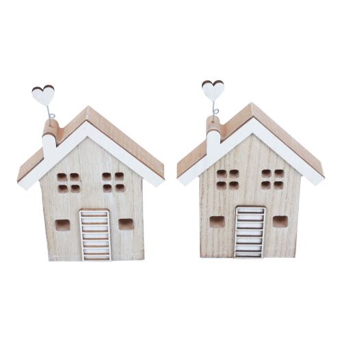 Artikel Houten huis decoratieve huistafelstandaard hout 20cm 2 st