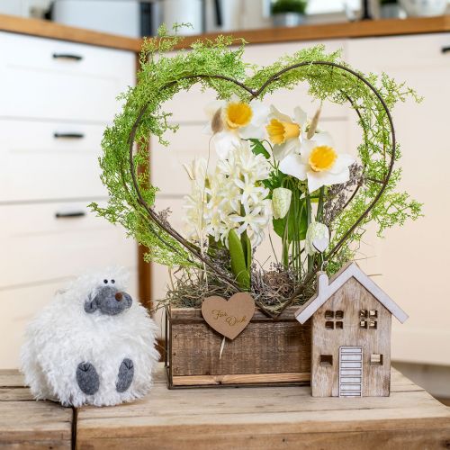 Artikel Houten huis decoratieve huistafelstandaard hout 20cm 2 st