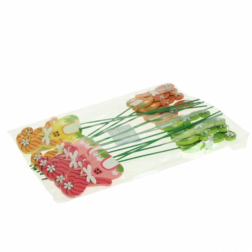 Floristik24 Bloempluggen kabouterhuis met stok diverse kleuren 5×9cm 16 st