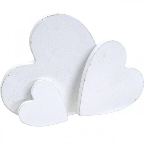 Floristik24 Houten hart scatter decoratie bruiloft harten wit 3/5/7cm 50st