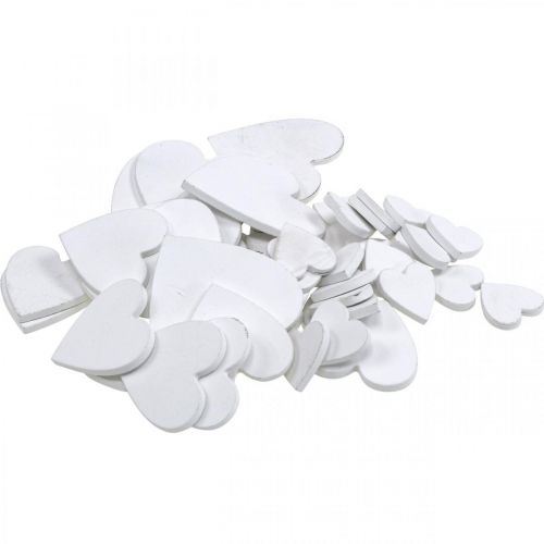Floristik24 Houten hart scatter decoratie bruiloft harten wit 3/5/7cm 50st