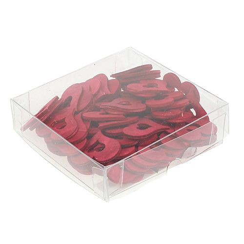 Artikel Houten hart om te strooien rood 4cm 72 st