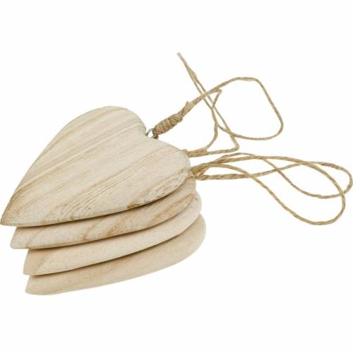 Floristik24 Houten hartjes om op te hangen naturel 10cm 4st