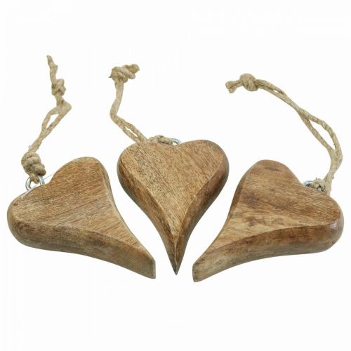 Floristik24 Houten hart hanger hart hout decoratie om op te hangen 10cm 3st