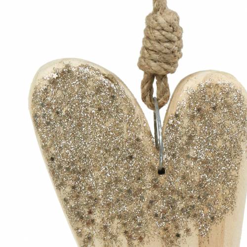 Artikel Houten Hart Glitter om op te hangen 18cm x 10cm 2 stuks