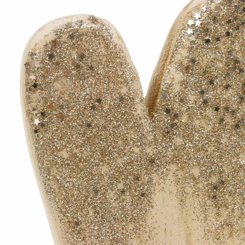 Floristik24 Decoratief hart op standaard hout met glitter H27cm