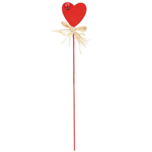 Artikel Houten harten sierplughartjes met lieveheersbeestjes rood 4cm 16 st