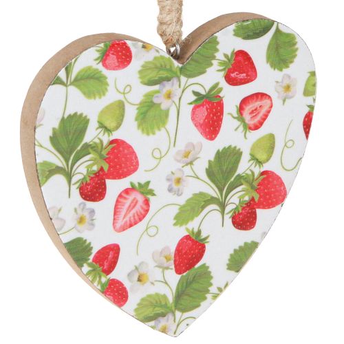 Artikel Decoratief hart met aardbeienmotief – zomerse houten hanger voor landhuisdecoratie 10cmx10cm 4 st.