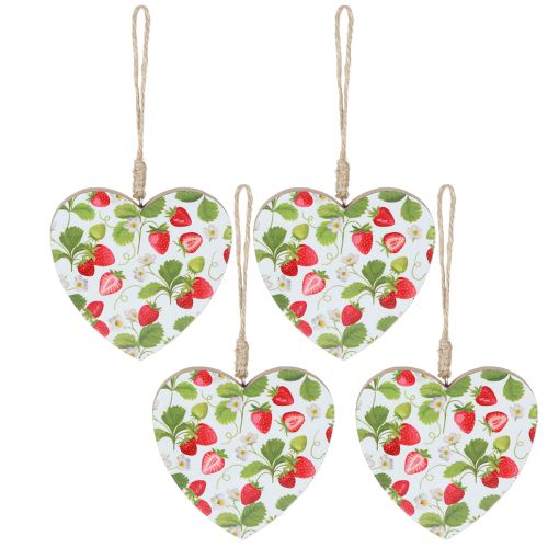 Artikel Decoratief hart met aardbeienmotief – zomerse houten hanger voor landhuisdecoratie 10cmx10cm 4 st.