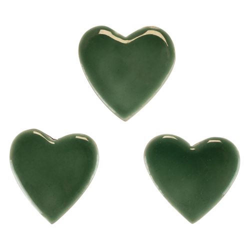 Floristik24 Houten harten decoratieve harten groen glanzend hout 4,5 cm 8st