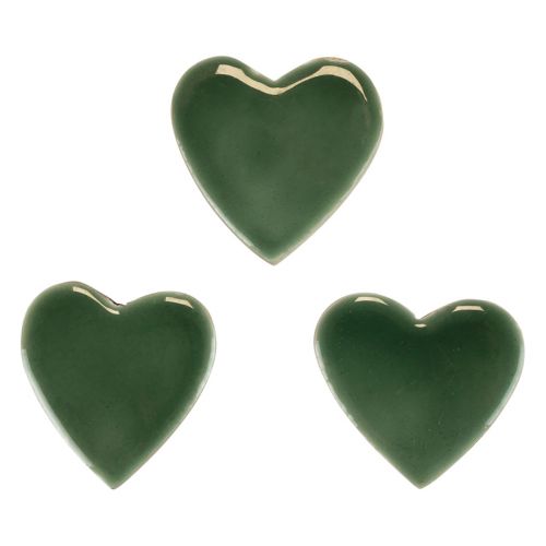 Houten harten decoratieve harten groen glanzend hout 4,5 cm 8 st