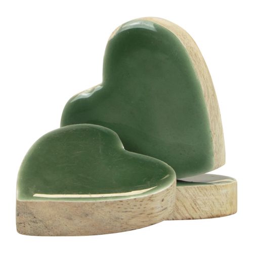 Artikel Houten harten decoratieve harten groen glanzend hout 4,5 cm 8 st