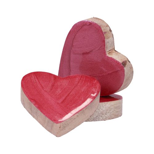 Artikel Houten harten decoratieve harten roze glanzend strooidecoratie 4,5 cm 8 st