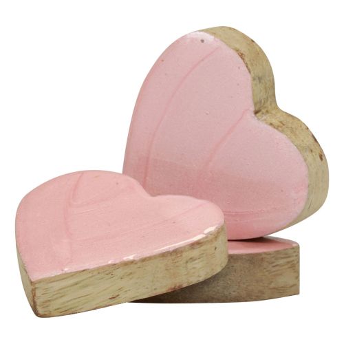 Artikel Houten harten decoratieve harten lichtroze glans tafeldecoratie 4,5 cm 8 st