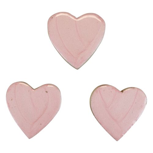 Artikel Houten harten decoratieve harten lichtroze glans tafeldecoratie 4,5 cm 8st