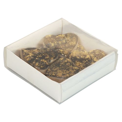 Artikel Houten harten decoratieve harten zwart goud glanseffect 4,5 cm 8 st