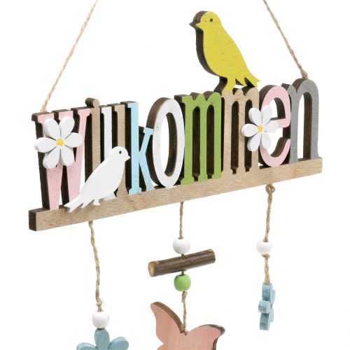 Floristik24 Decoratieve hanger "Welcome" lente 22cm H43cm 2st