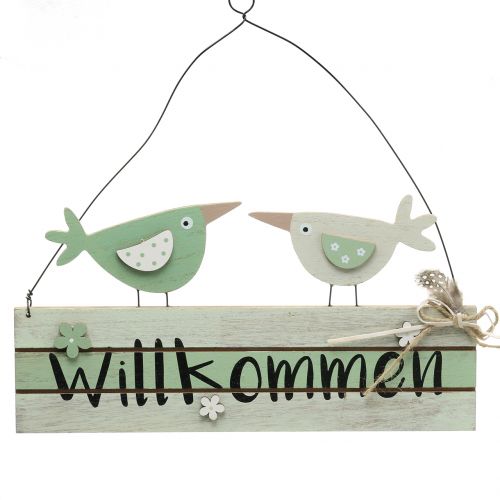 Floristik24 Houten bord &quot;Welcome&quot; Groen 29.5cm x 28cm 2st