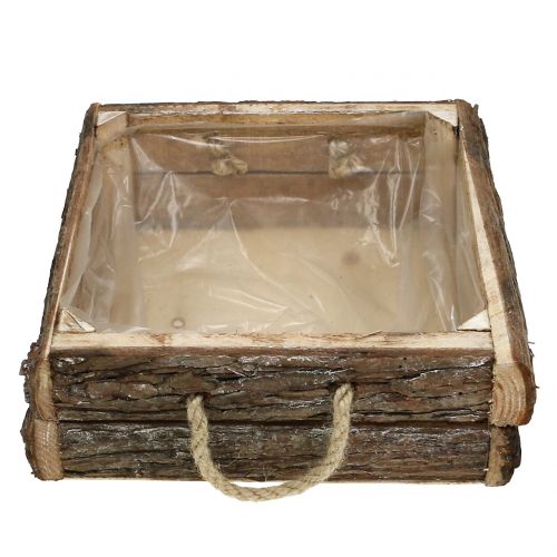 Floristik24 Natuurlijke houten kist met touwhandvatten 25x25cm H9cm