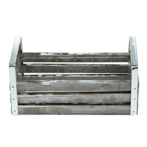 Floristik24 Houten kist grijs 20cm x 9cm H6cm met handvatten
