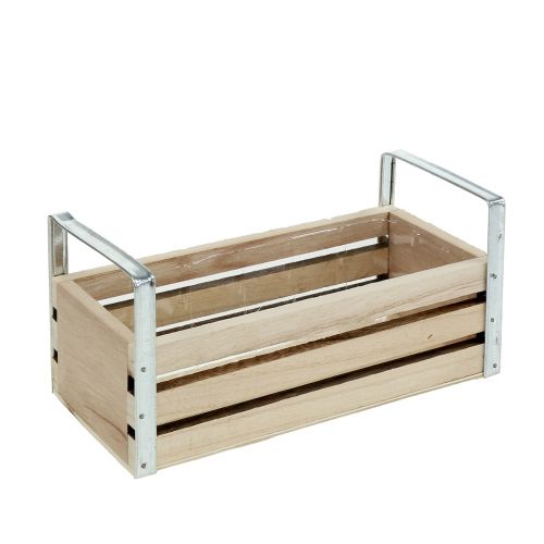 Floristik24 Houten kist naturel 20cm x 9cm H6cm met handvatten
