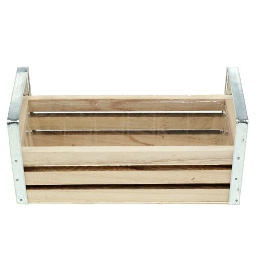 Floristik24 Houten kist naturel 20cm x 9cm H6cm met handvatten