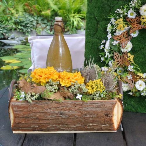 Floristik24 Plantenbak schors plantenbak met handvatten naturel houten kist