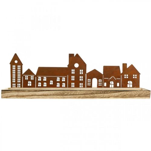 Floristik24 Decoratief houten dienblad rechthoekig met patina huisjes 50×17cm