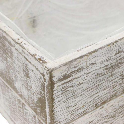 Floristik24 Plantenbak hout vintage creme, bruin 32×16/28×13cm set van 2