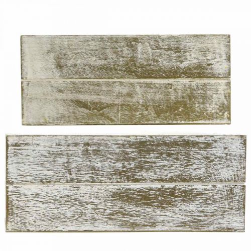 Floristik24 Plantenbak hout vintage creme, bruin 32×16/28×13cm set van 2