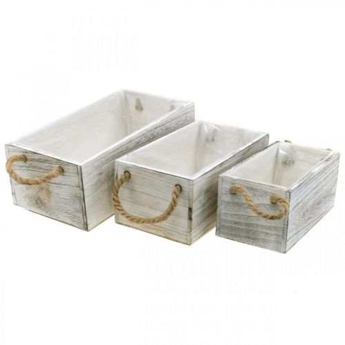 Floristik24 Bloembak, houten kist voor opplant, cachepot, plantenbakken set L35/30/25cm