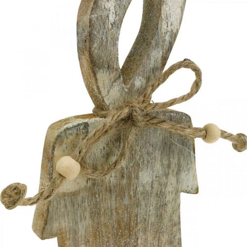Floristik24 Houten kaars, tafeldecoratie Shabby Chic, houten decoratie met glittereffect H29.5cm