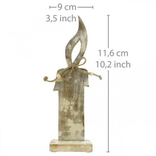 Floristik24 Houten kaars, tafeldecoratie Shabby Chic, houten decoratie met glittereffect H29.5cm