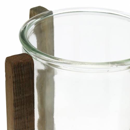 Floristik24 Kandelaar hout met glas Ø15cm H18cm
